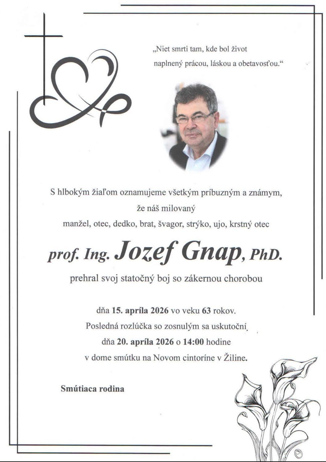 Odišiel významný odborník na dopravu – prof. Jozef Gnap